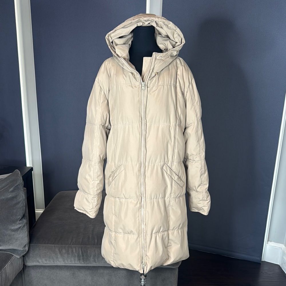Vintage Beige Hooded Puffer Coat 725 Originals Mid Length Size EU44 (L/XL) *READ
